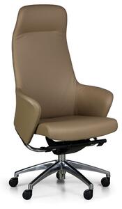 Fotel biurowy SUPREME, skóra prawdziwa, kolor cappuccino