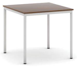 Stół do jadalni 800 x 800 mm, blat orzech, nogi jasnoszare