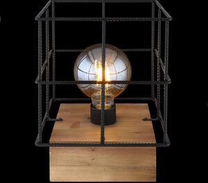 Stojąca lampa stołowa Merril gabinetowa na biurko drewniana czarna