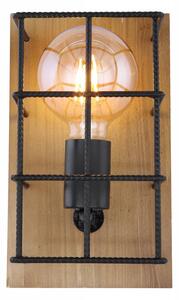 Rustykalna lampa ścienna Merril kinkiet do pokoju drewniany czarny