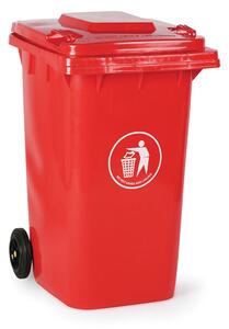 Plastikowy pojemnik na śmieci, śmietnik, 240 litrów, czerwony