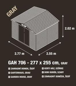 Domek ogrodowy G21 GAH 706 - 277 x 255 cm, szary