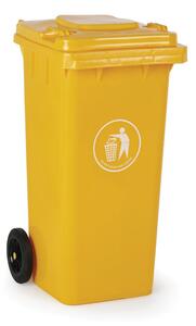 Plastikowy pojemnik na śmieci, śmietnik, 120 litrów, żółty