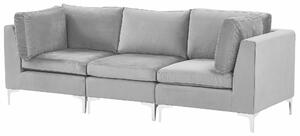 Sofa modułowa 3-osobowa kanapa welurowa metalowe nóżki szara Evja Beliani