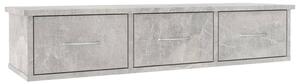 Półka ścienna z szufladami, szarość betonu, 88x26x18,5 cm