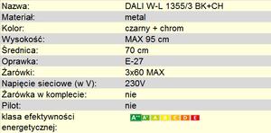 Lampa potrójna chrom DALI W-L 1355/3 BK-B+CH