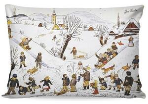 Matějovský Poszewka na poduszkę Deluxe Josef Lada Dziecięce zabawy w zimie, 33 x 50 cm
