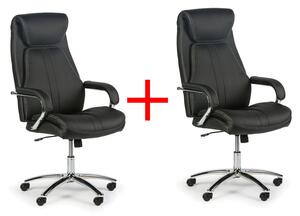 Skórzany fotel biurowy NEXUS, 1+1 GRATIS, czarny
