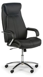 Krzesło biurowe ze skóry naturalnej NEXUS, czarne