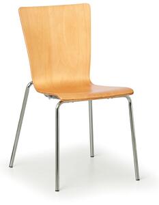 Krzesło drewniane z chromowaną konstrukcją CALGARY, kolor naturalny