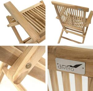 Składane krzesło ogrodowe DIVERO - drewno tekowe