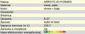 Żyrandol lampa ARROYO W-HY 2946/5