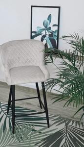 Hoker tapicerowany COLIN I beżowy krzesło barowe pikowany welur