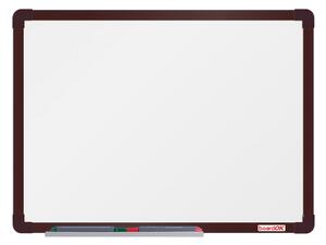 Biała magnetyczna tablica do pisania boardOK 600 x 450 mm, brązowa rama