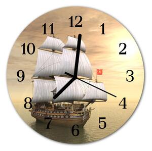 Zegar szklany okrągły Statek