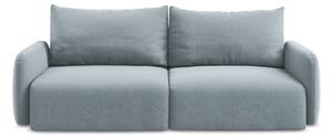 Niebieska aksamitna rozkładana sofa ze schowkiem 238 cm Kalena – Makamii