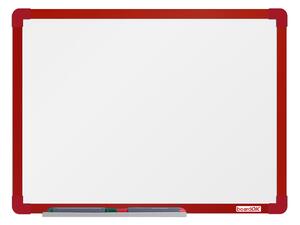 Biała magnetyczna tablica boardOK, 60 x 45 cm, czerwona rama