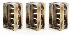 Zestaw 3 x drewniane pudełko VINTAGE DIVERO kolor brązowy - 44 x 28 x 19 cm