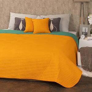 Narzuta na łóżko Doubleface pomarańczowy/zielony, 220 x 240 cm, 2 szt. 40 x 40 cm