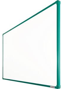 Biała tablica do pisania magnetyczna z powierzchnią ceramiczną boardOK, 1200 x 900 mm, zielona ramka