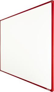 Biała tablica do pisania magnetyczna z powierzchnią ceramiczną boardOK, 1500 x 1200 mm, czerwona ramka