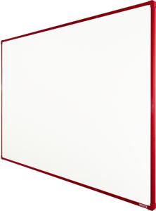 Biała tablica do pisania magnetyczna z powierzchnią ceramiczną boardOK, 1800 x 1200 mm, czerwona ramka