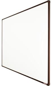 Biała tablica do pisania magnetyczna z powierzchnią ceramiczną boardOK, 1500 x 1200 mm, brązowa ramka