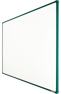 Biała tablica do pisania magnetyczna z powierzchnią ceramiczną boardOK, 1500 x 1200 mm, zielona ramka