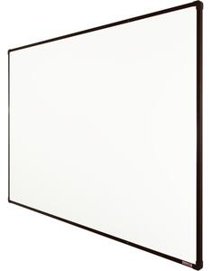 Biała tablica do pisania magnetyczna z powierzchnią ceramiczną boardOK, 1800 x 1200 mm, brązowa ramka
