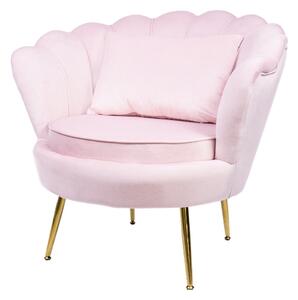 Muszelka fotel różowy złote nogi