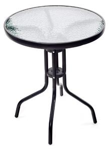 Stolik metalowy z blatem szklanym, śr. 60 cm
