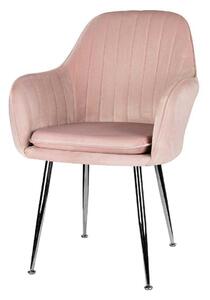 Foho krzesło tapicerowane jasnoróżowe - srebrne nogi
