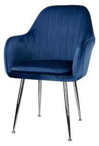 Foho krzesło tapicerowane niebieskie - srebrne nogi
