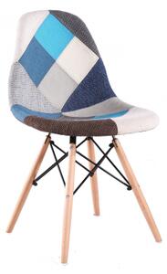 Krzesło Milano patchwork niebieskie tapicerowane inspirowane