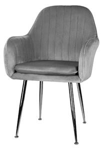 Foho krzesło tapicerowane szare - srebrne nogi