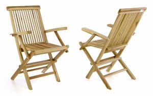 Zestaw 2 sztuk krzeseł ogrodowy DIVERO składane - drewno tek