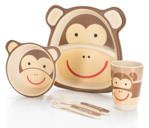 Zestaw do jadalni dla niemowląt wykonany z bambusa - małpka