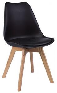 Krzesło Kris czarne z poduszką z eko skóry nogi bukowe