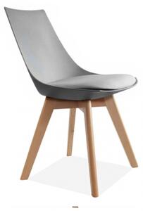 Krzesło AROSA szare z poduszką z eko skóry nogi bukowe