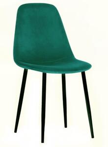 Krzesło do salonu FOX I zielone nogi czarne tapicerowane welur