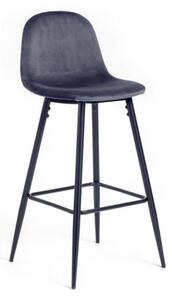 Hoker NILSON ciemno szary krzesło barowe tapicerowane welur