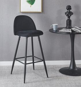 Hoker tapicerowany Odessa czarny krzesło barowe welur