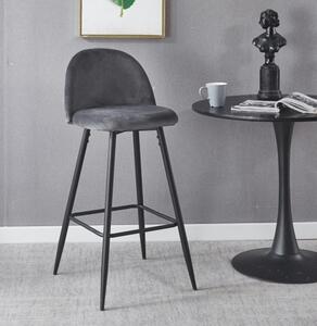 Hoker ODESSA ciemno szary krzesło barowe tapicerowane welur