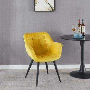 Fotel do salonu ALASKA żółty nogi czarne tapicerowany pikowany welur