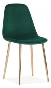 Krzesło tapicerowane do salonu Fox II zielone nogi złote welur