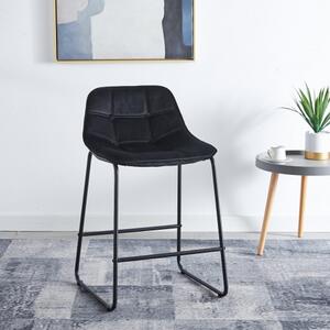 Hoker tapicerowany Neva czarny krzesło barowe pikowany welur