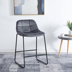 Hoker NEVA ciemno szare krzesło barowe tapicerowane pikowane welur
