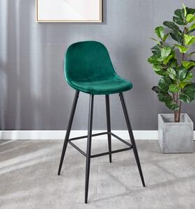 Hoker tapicerowany Nilson zielony krzesło barowe welur