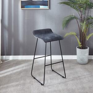 Hoker tapicerowany Volt ciemno szare krzesło barowe bez oparcia welur
