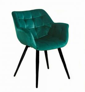 Fotel do salonu ALASKA zielony nogi czarne tapicerowany pikowany welur